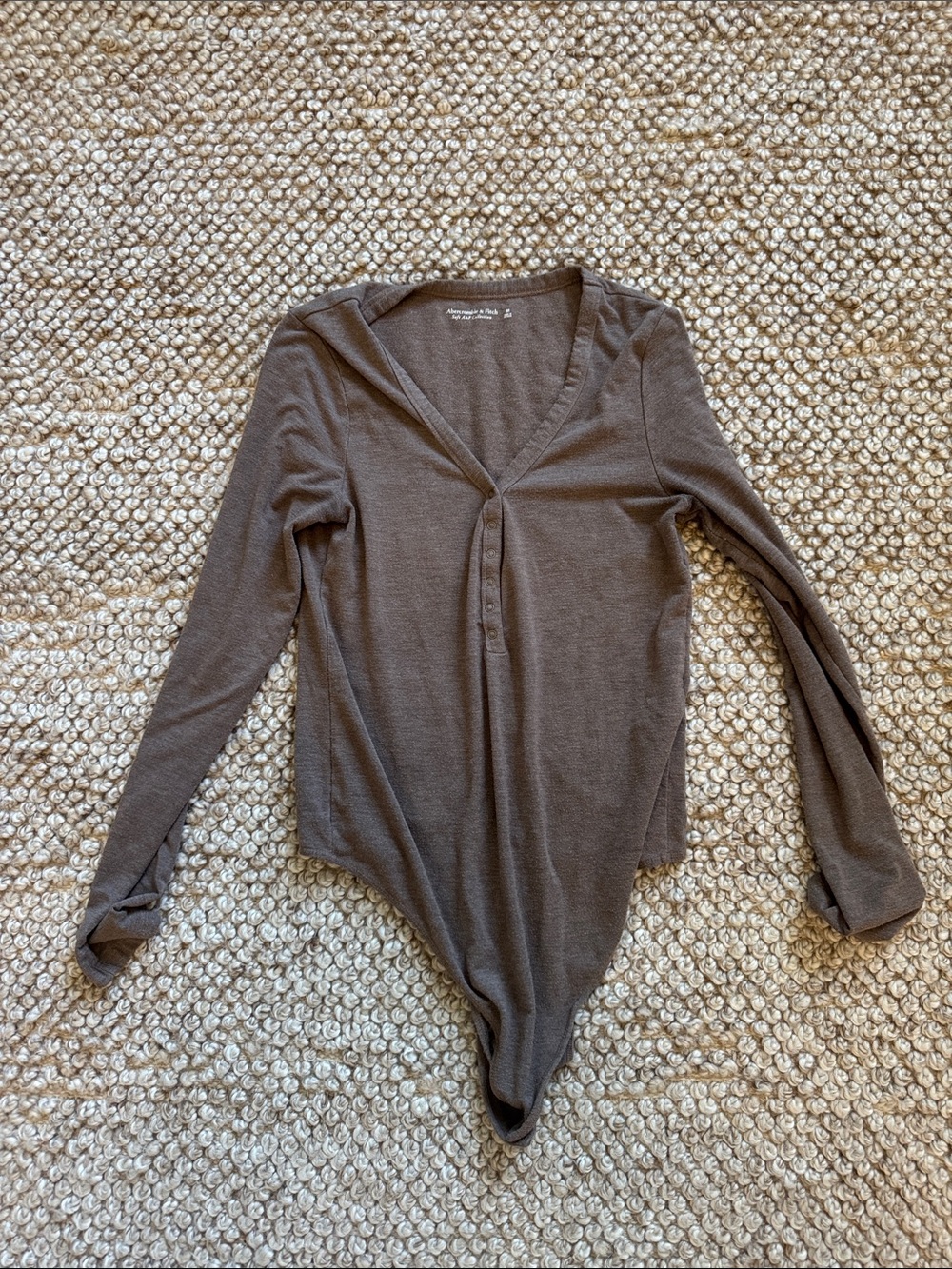 Abercrombie Women's Long-Sleeve Button V-Neck Bodysuit - Brown